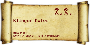 Klinger Kolos névjegykártya